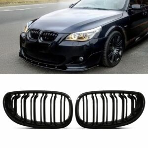 Gloss Black Double Bar Kidney Grille For BMW 5 Series E60 E61 04-10