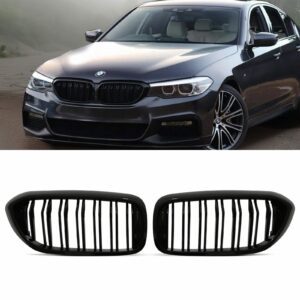 Gloss Black Double Bar Kidney Grille For BMW G30 5 Series 18-20