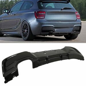 Gloss Black Single Exit Rear Diffuser For BMW 1 Series F20 2012-2015