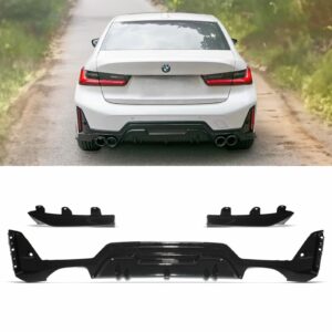 Gloss Black M Style Dual Exit Rear Diffuser For BMW 3 Series G20 LCI 2022+
