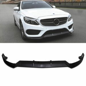 Front Bumper Splitter Lip Gloss Black For Mercedes Benz C Class W205 15-18