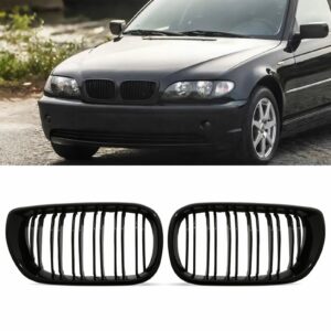 Gloss Black Front Kidney Grilles For BMW 3 Series E46 4 Door LCI 02-05