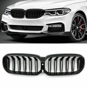 Gloss Black Front Kidney Grilles For BMW 5 Series G30 LCI 21-24