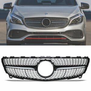Diamond Style Gloss Black Front Grille For Mercedes Benz A Class W176 15-18