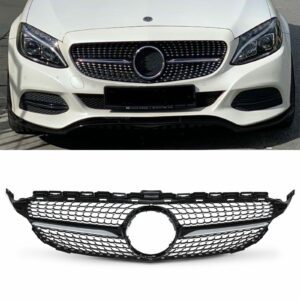 Diamond Style Gloss Black Grille For Mercedes C Class C205 14-18