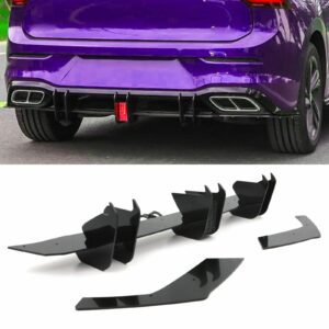 Rear Blade Diffuser with Rain Light Gloss Black For Volkswagen Golf R & R-Line MK8 2020+