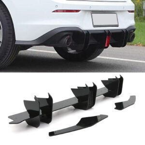 Rear Blade Diffuser with Rain Light Gloss Black For Volkswagen Golf GTI MK8 2020+