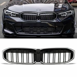 Gloss Black Badged Front Bumper Grille Red Trim For VW Transporter T5.1 09-15