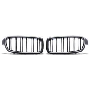 Gloss Black Double Slat LED Grille For BMW 3 Series F30 2012-2019