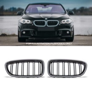 Gloss Black Double Slat LED Grille For BMW 5 Series F10 10-17