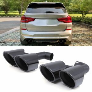 Gloss Black Rear Exhaust Tail Pipes X3M Style For BMW X3 20i 30i 18d 20d G01 Pre-LCI 18-21