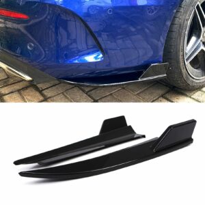 Gloss Black Rear Bumper Spats Diffuser Corner Splitters For Mercedes Benz C Class C205 15-21