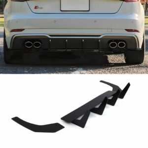 Gloss Black Rear Blade Diffuser with Spats For Audi S3 8V 17-20