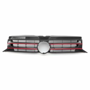 Gloss Black Badged Front Bumper Grille Red Trim For VW Transporter T5.1 09-15