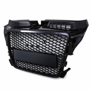 Gloss Black Front Badgeless Grille RS3 Style For Audi A3 8P Facelift 08-12