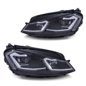 LED MK7.5 GTI Style Headlights Silver Trim For VW Golf MK7 2012-2016