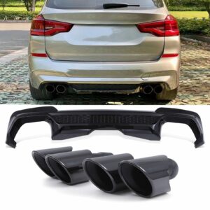 Gloss Black Rear Diffuser & Tail Pipes X3M Style For BMW X3 28i / 30i G01 Pre-LCI 17-21