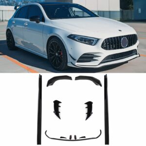 Gloss Black Aero Lowline Body Kit For Mercedes A-Class AMG Line & A35 AMG W177 18+