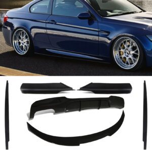 Gloss Black Twin Exit Aero Body Kit M4 Style For BMW 3 Series E90 Pre LCI 05-08
