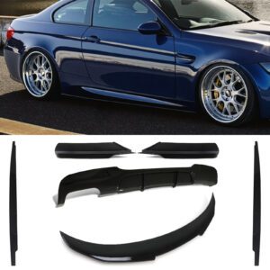 Gloss Black Twin Exit Aero Body Kit PSM Style For BMW 3 Series E90 Pre LCI 05-08