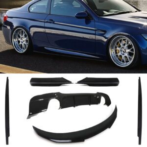 Gloss Black Dual Exit Aero Lowline Body Kit PSM Style For BMW 3 Series E90 05-08