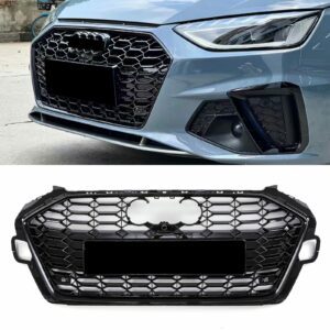 Gloss Black Front Grille Honeycomb RS4 Style for Audi A4 B9.5 2021+