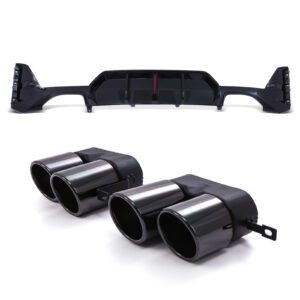 Gloss Black Quad Exhaust Rear Diffuser & Tail Pipes For BMW 3 Series G20 LCI 22+