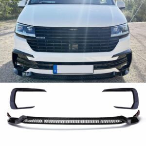 Gloss Black ABS Style Front Splitter For VW Transporter T6.1 19-24
