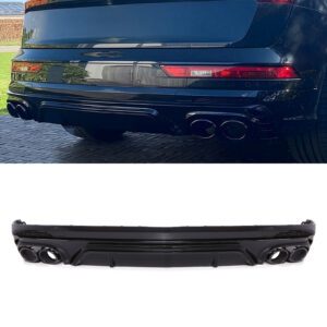 Gloss Black Rear Quad Exit Diffuser SQ5 Style For Audi Q5 S-Line FY 17-20