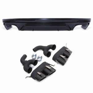 Gloss Black Rear Quad Exit Diffuser SQ5 Style For Audi Q5 S-Line FY 17-20