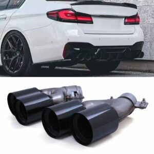 Gloss Black Tailpipes M5 Quad Style For BMW 5 Series G30 16-23