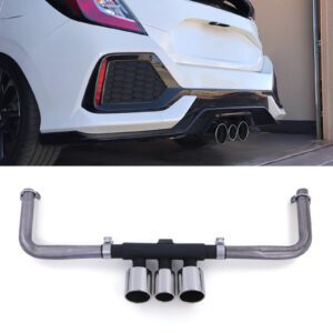 Chrome Tailpipe Conversion Type R FK8 Style For Honda Civic MK10 1.5T FK FK7 16-22