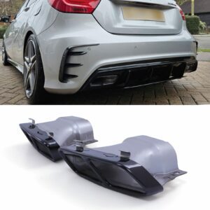 Gloss Black Quad Tip Tailpipes For Mercedes A45 AMG W176 13-18