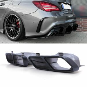 Gloss Black Quad Exit Tailpipes CLA45 AMG Style For Mercedes CLA C117 13-18