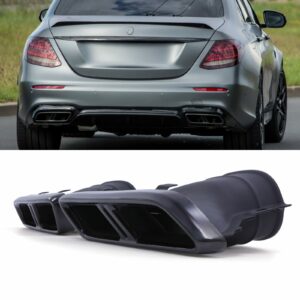 Gloss Black Quad Tip Tailpipes For Mercedes E63 AMG W213 16-23
