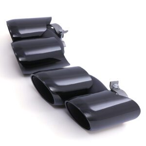 Gloss Black Quad Tailpipes For Porsche Macan S 14-18