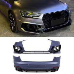 Primed Front & Rear Bumper RS4 Style With ACC For Audi A4 B9 Saloon 16-20