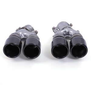Quad Tip Gloss Black Tailpipes M5 Style Round Exit For BMW 6 Series Gran Turismo G32 17-23