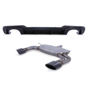 Gloss Black Rear Diffuser & Backbox RS3 Style For Audi A3 8V S-Line 17-20