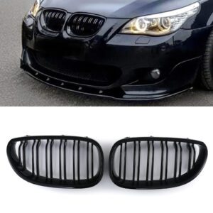 Gloss Black Double Bar Kidney Grille For BMW 5 Series E60 E61 04-10