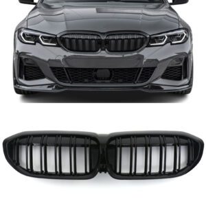 Gloss Black Double Bar Grille For BMW 3 Series G20 G21 19-22