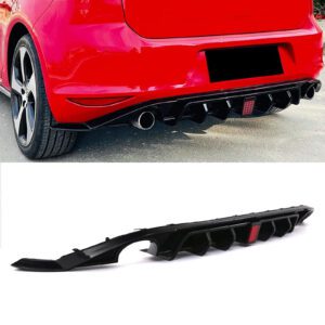 Gloss Black Rear Diffuser With LED Rain Light For VW Golf MK7 GTI/GTD 13-16