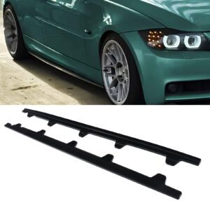 Gloss Black Side Skirts M Performance Style For BMW 3 Series E90 E91 05-12