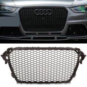 Black A4 To RS4 Upgrade Badgeless Front Mesh Grille For Audi A4 8K 13-16
