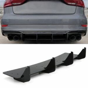 Rear Blade Diffuser Gloss Black For Audi S3 Sedan 8V 2017-2020